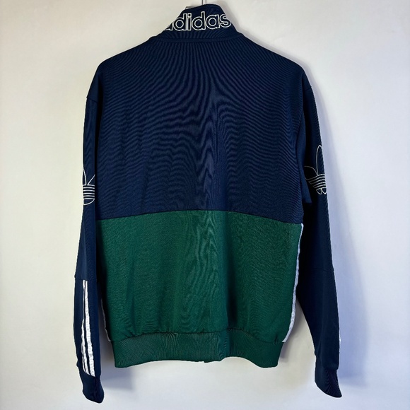 mens Adidas trefoil track jacket M color block blue green Logo spell out street - Picture 6 of 8